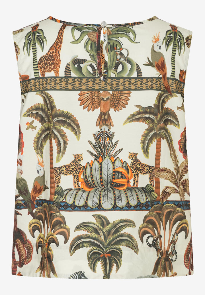 Poplin Print Blouse Top, retro jungle print 4041 Bild 2