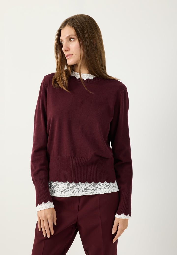 Pullover With Detail Edge, pomegranate red 0561 Bild 3