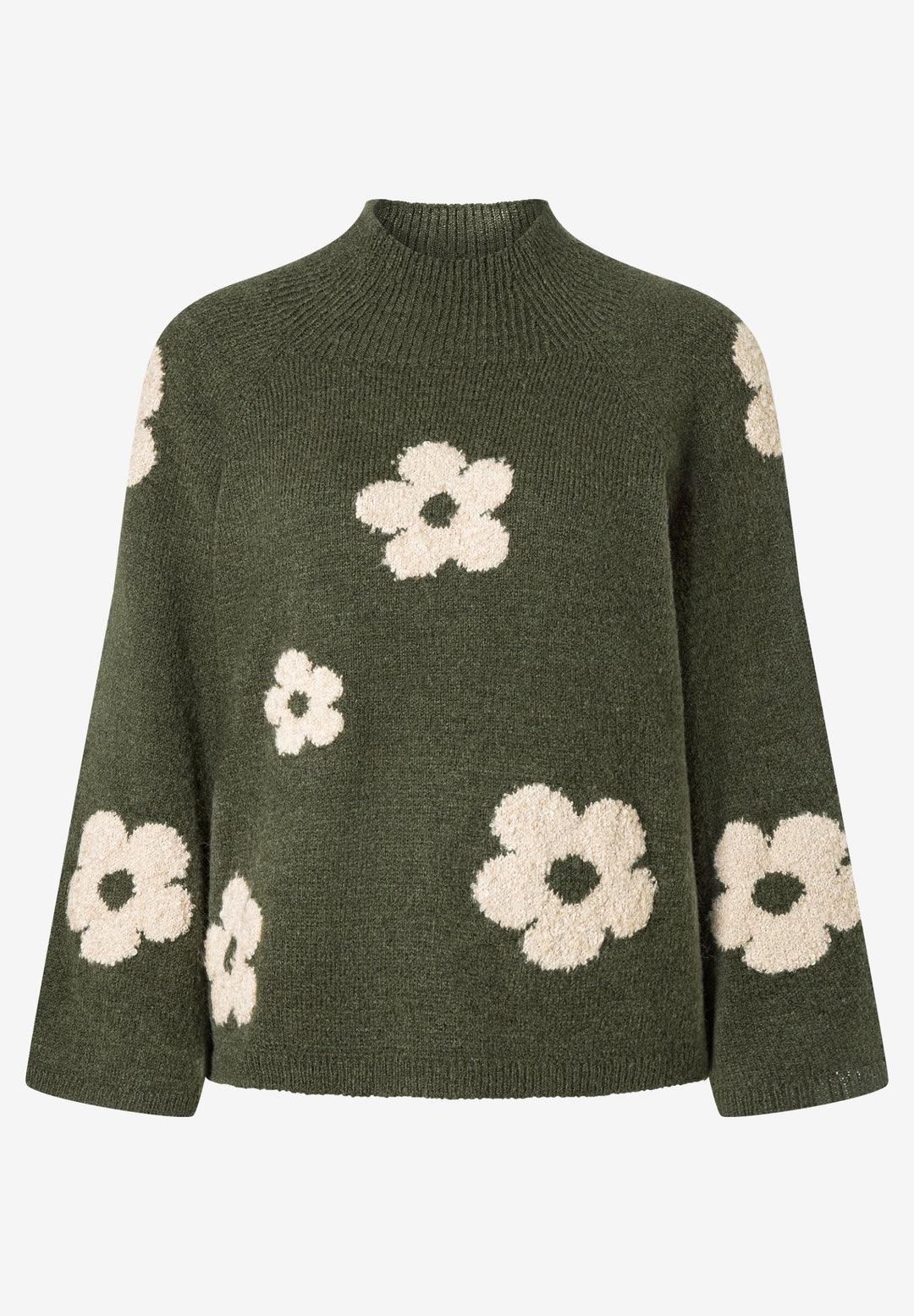 Pullover with Flowers, 3/4 Sleeve, flower intarsia knit 2689 Bild 1