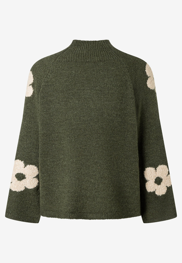 Pullover with Flowers, 3/4 Sleeve, flower intarsia knit 2689 Bild 2