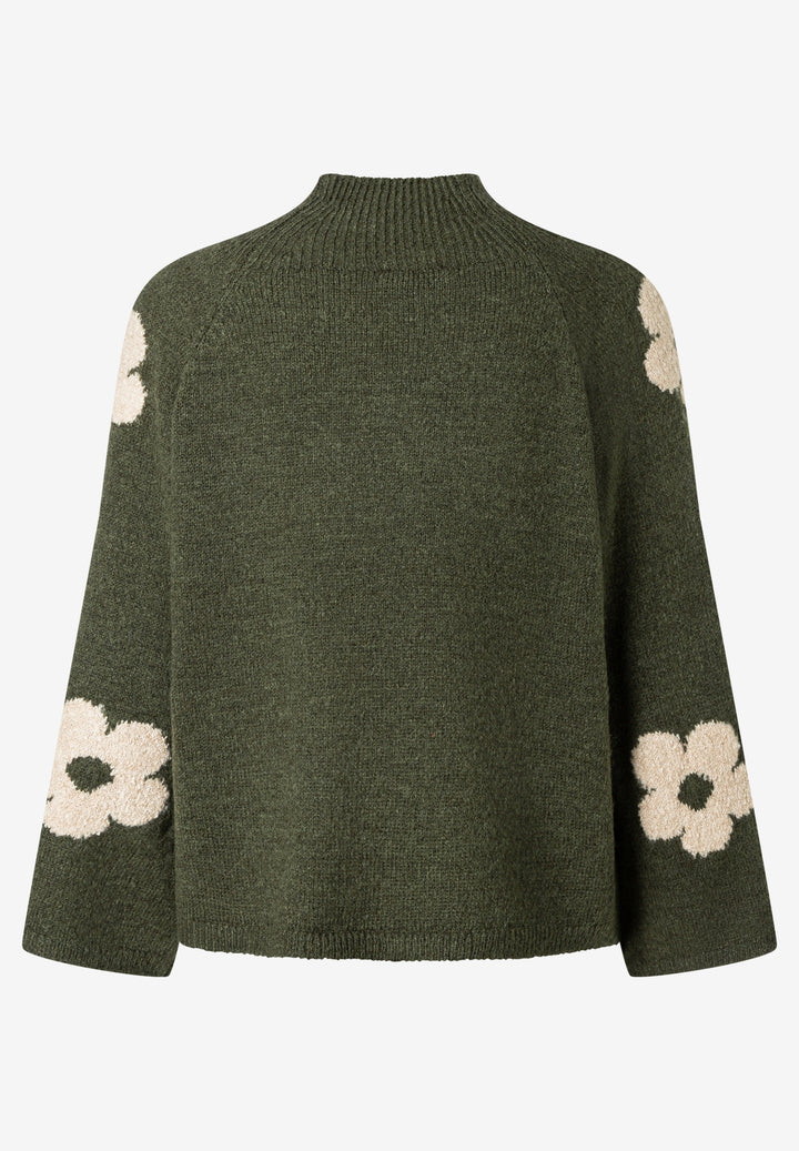 Pullover with Flowers, 3/4 Sleeve, flower intarsia knit 2689 Bild 2