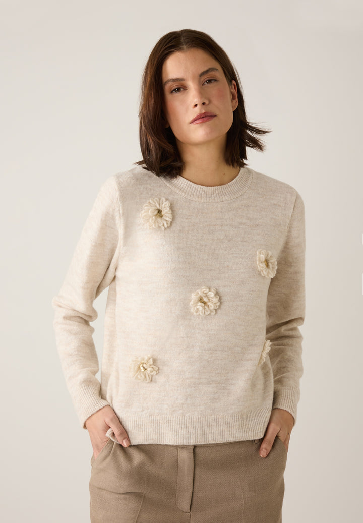 Pullover with Flowers, powder creme melange 0038 Bild 3