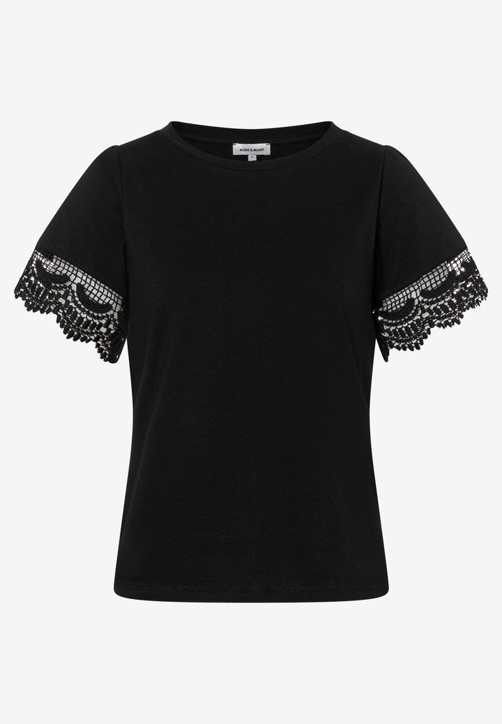 Shirt with Lace-Sleeve, black 0790 Bild 1