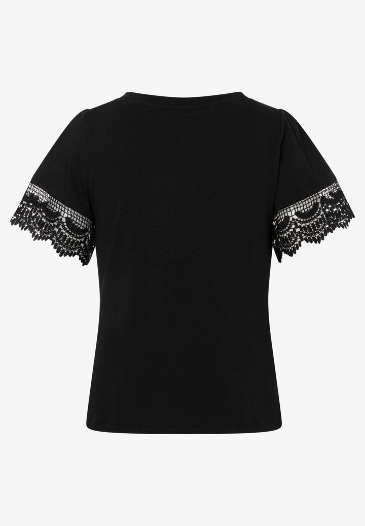 Shirt with Lace-Sleeve, black 0790 Bild 6