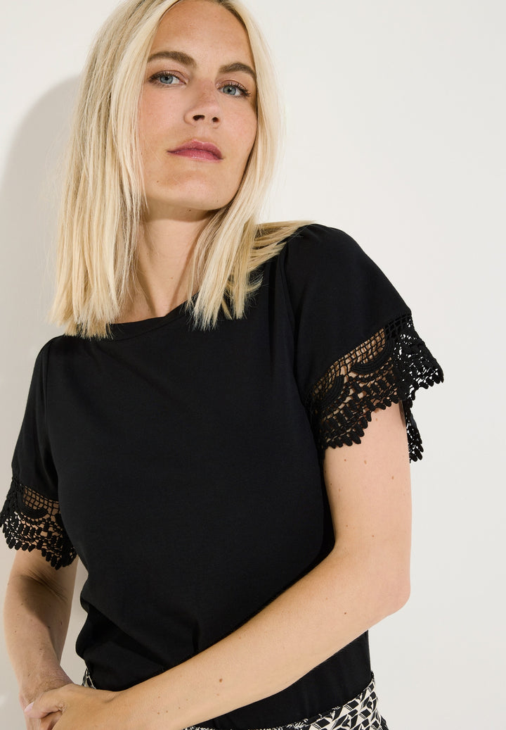 Shirt with Lace-Sleeve, black 0790 Bild 7
