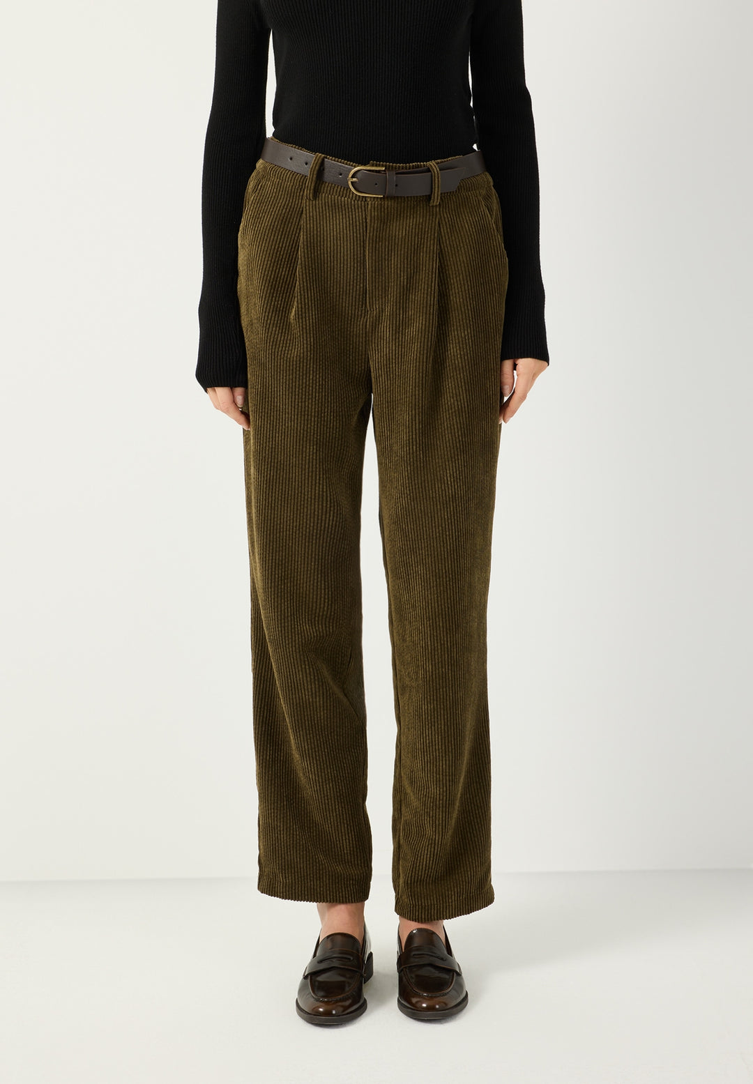 Soft Corduroy Barrel Leg Pants, modern green 0642 Bild 3