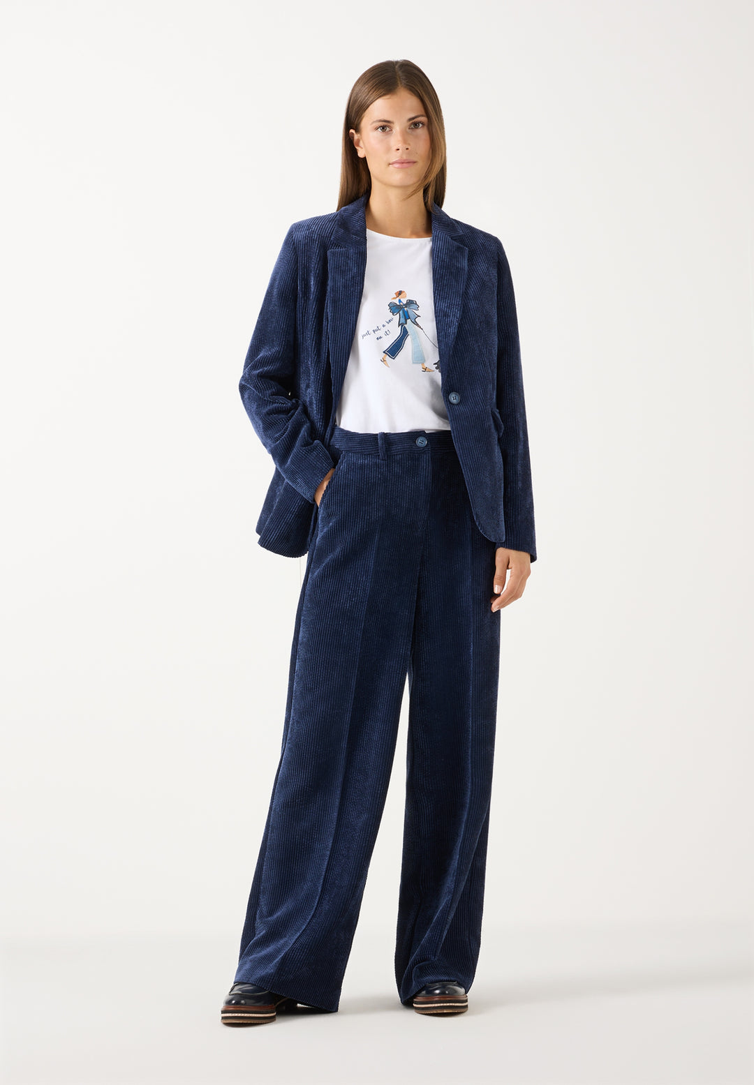 Soft Corduroy Wide Leg Pants, classic blue 0373 Bild 4