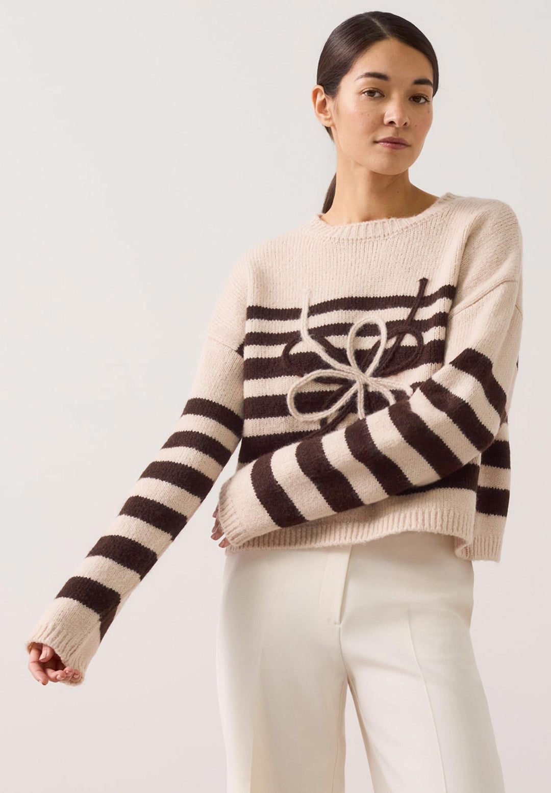 Striped Pullover with Artwork, knit stripes espresso brown powder 2031 Bild 3