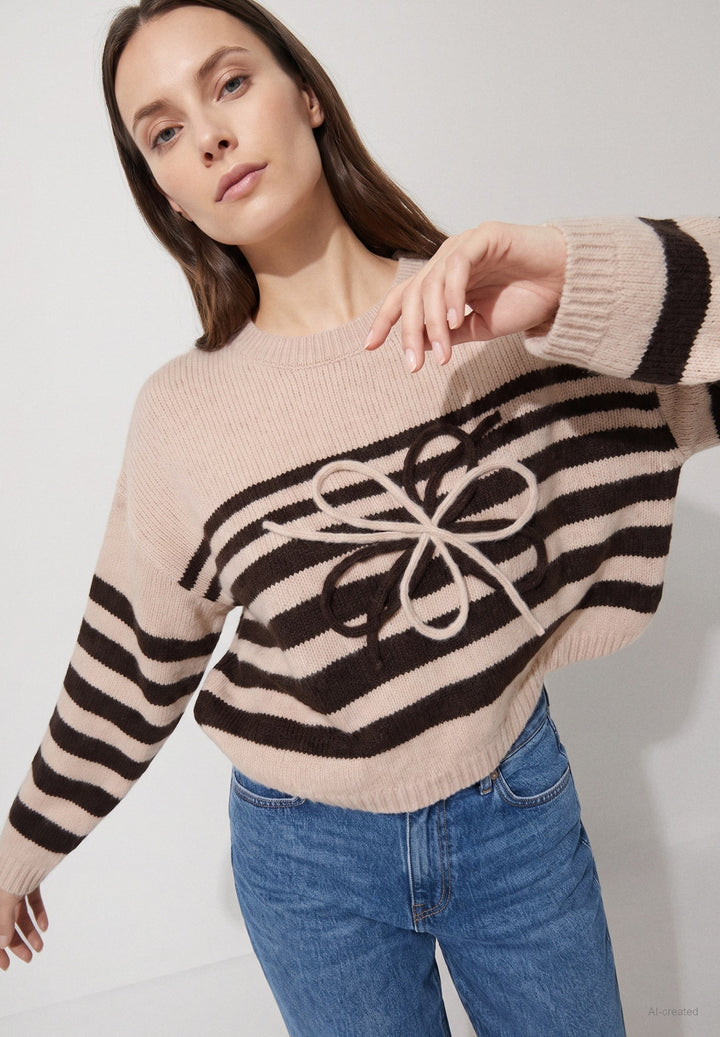 Striped Pullover with Artwork, knit stripes espresso brown powder 2031 Bild 3