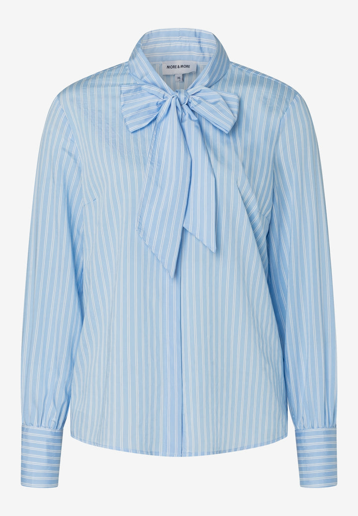 Striped Pussycat Bow Blouse, fresh skyblue white woven blouse st 2319 Bild 1