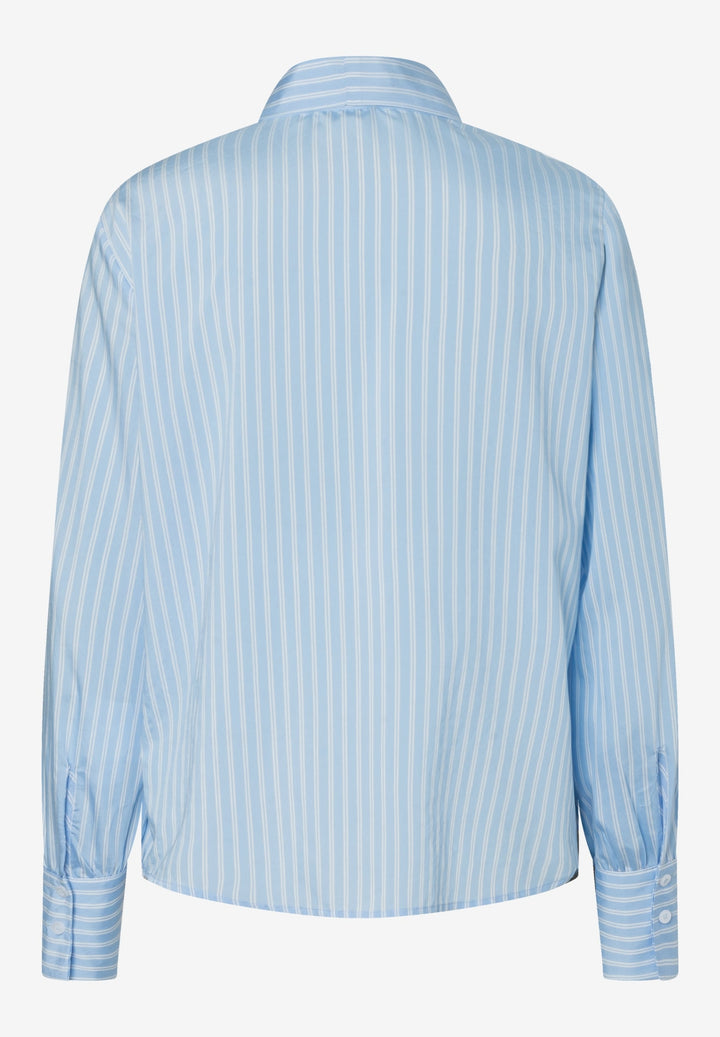 Striped Pussycat Bow Blouse, fresh skyblue white woven blouse st 2319 Bild 2