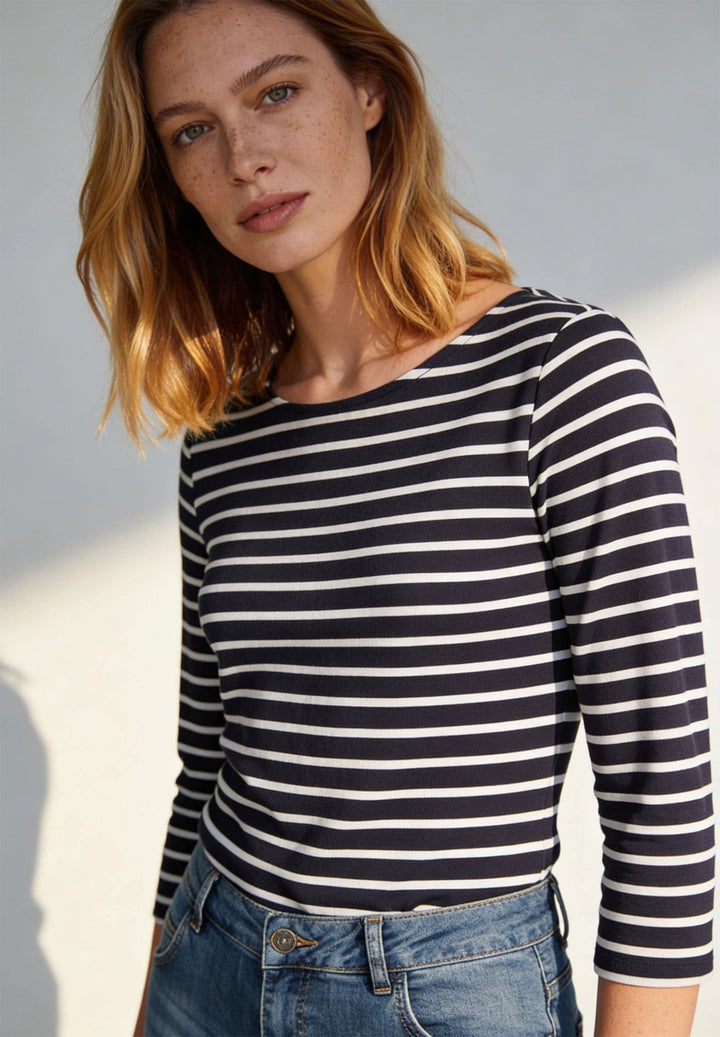 Striped Shirt, 3/4 Sleeve, marine offwhite irregular stripe je 2375 Bild 3