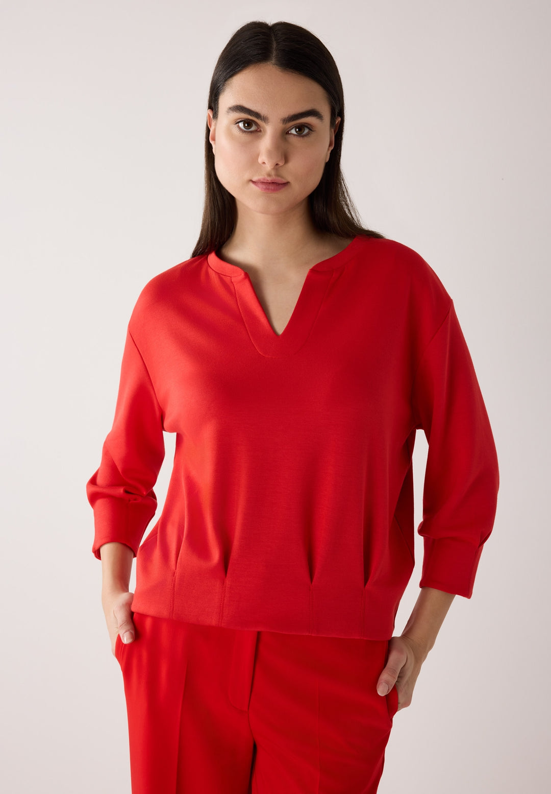 Sweatshirt with Pleat-Details, tulip red 0539 Bild 3