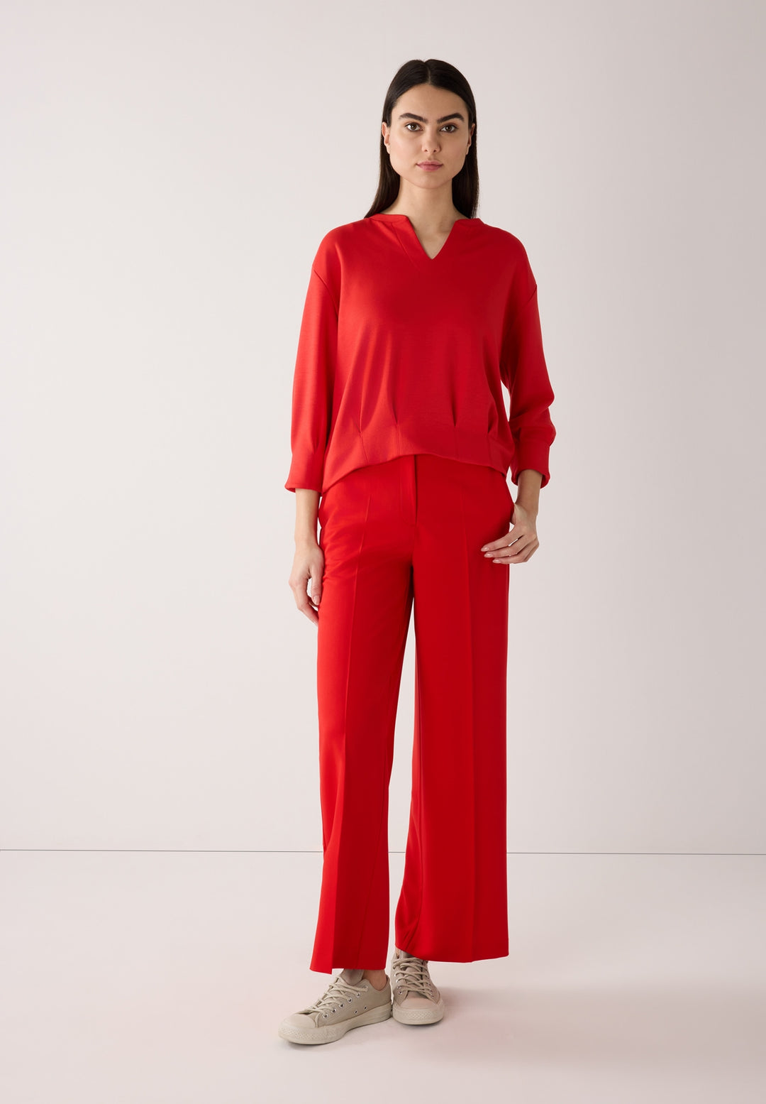 Sweatshirt with Pleat-Details, tulip red 0539 Bild 4