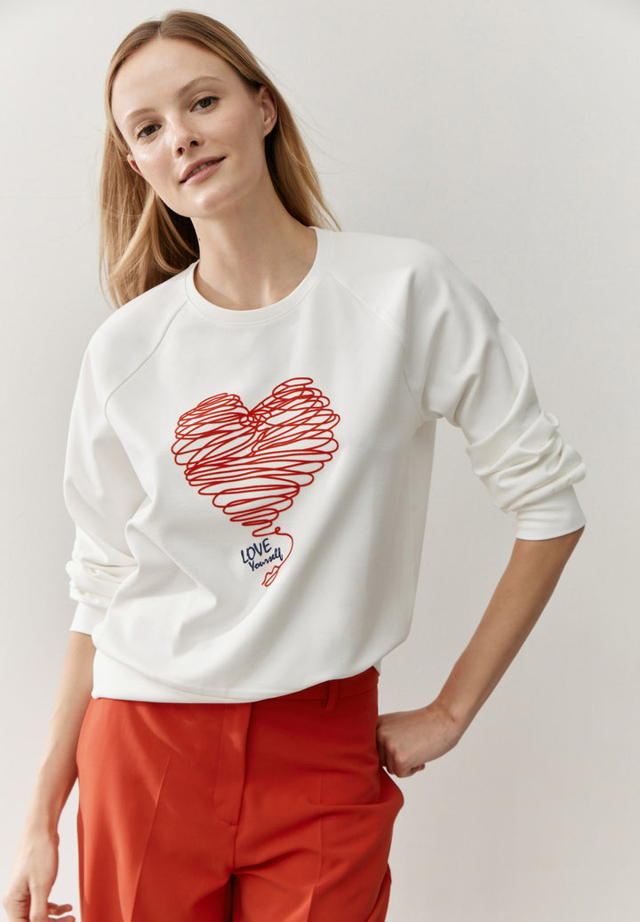 Sweatshirt with Print Heart, off white 0041 Bild 3