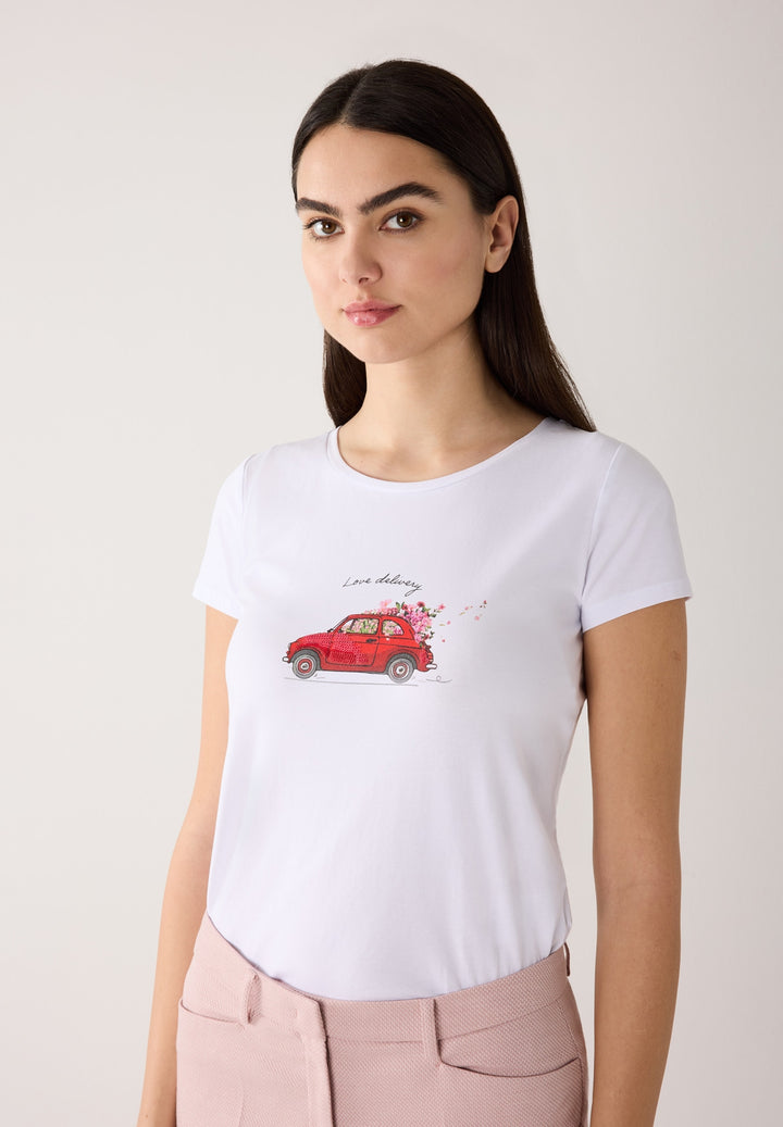 T-Shirt with Placement Print, white 0010 Bild 3