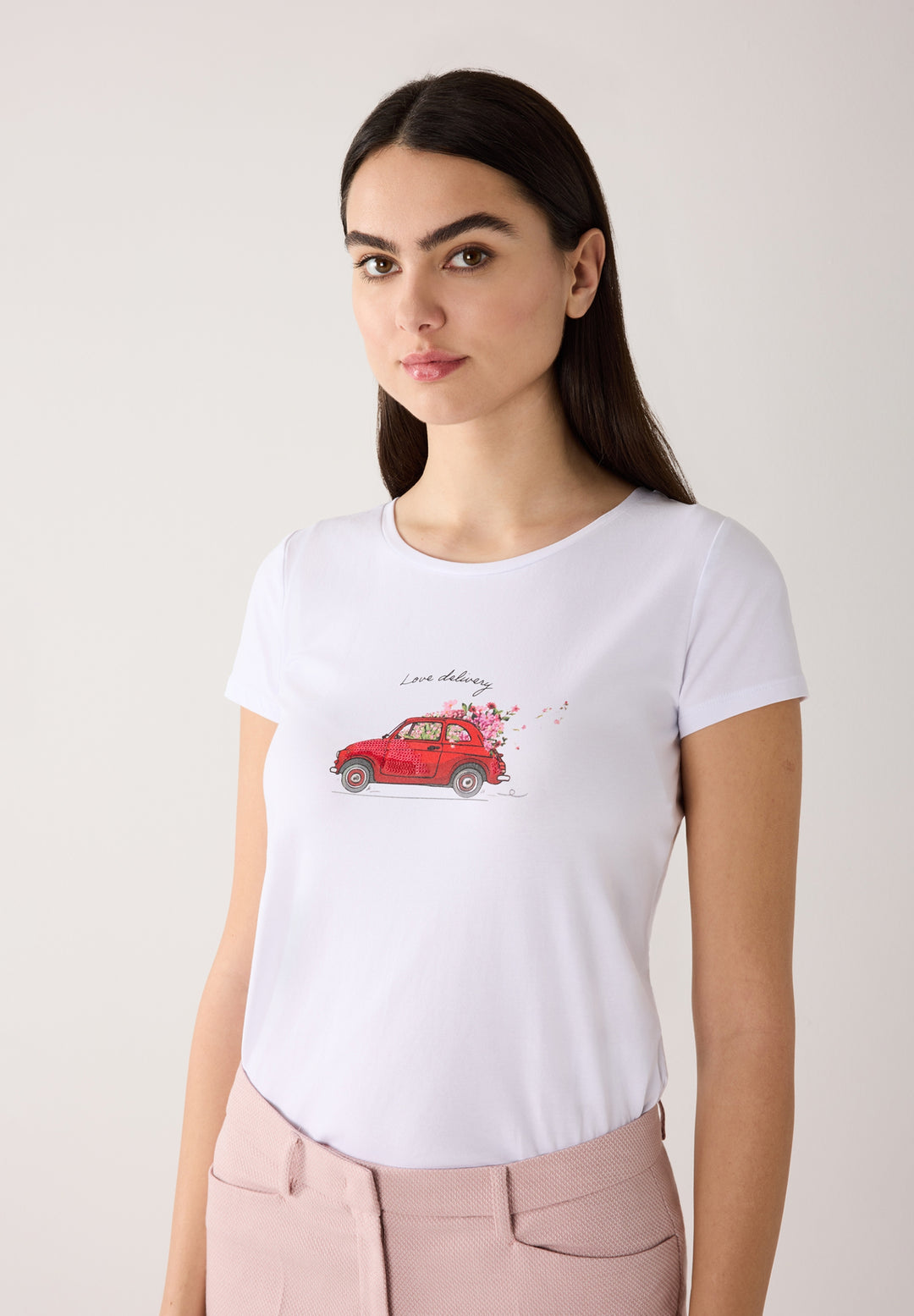 T-Shirt with Placement Print, white 0010 Bild 3