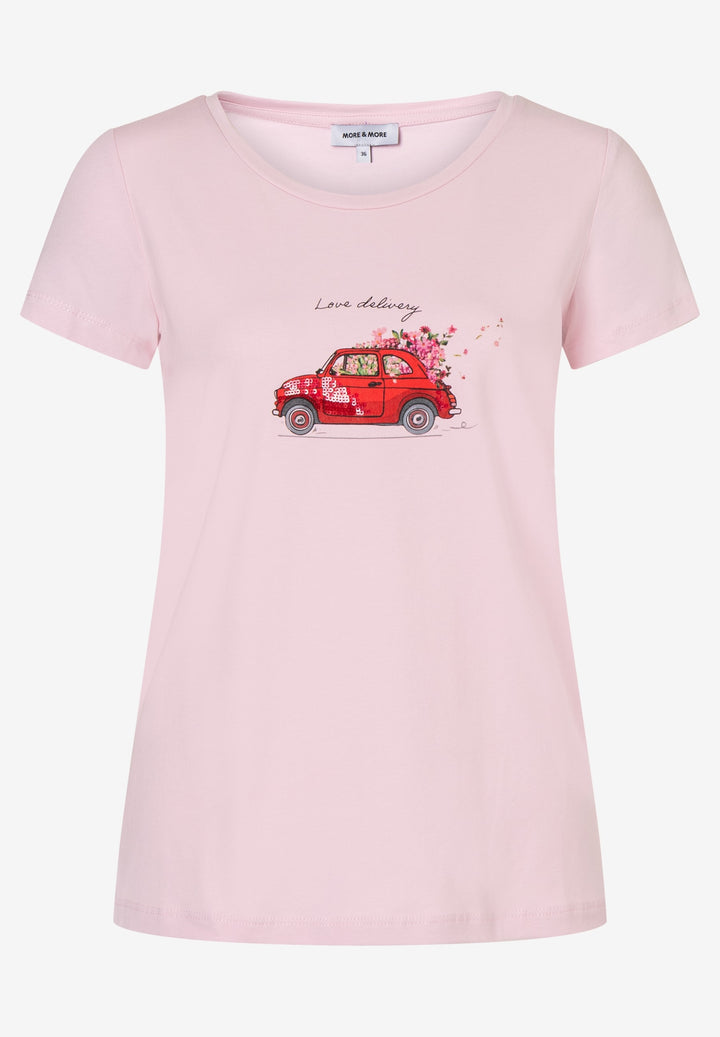 T-Shirt with Placement Print, sorbet rose 0825 Bild 1
