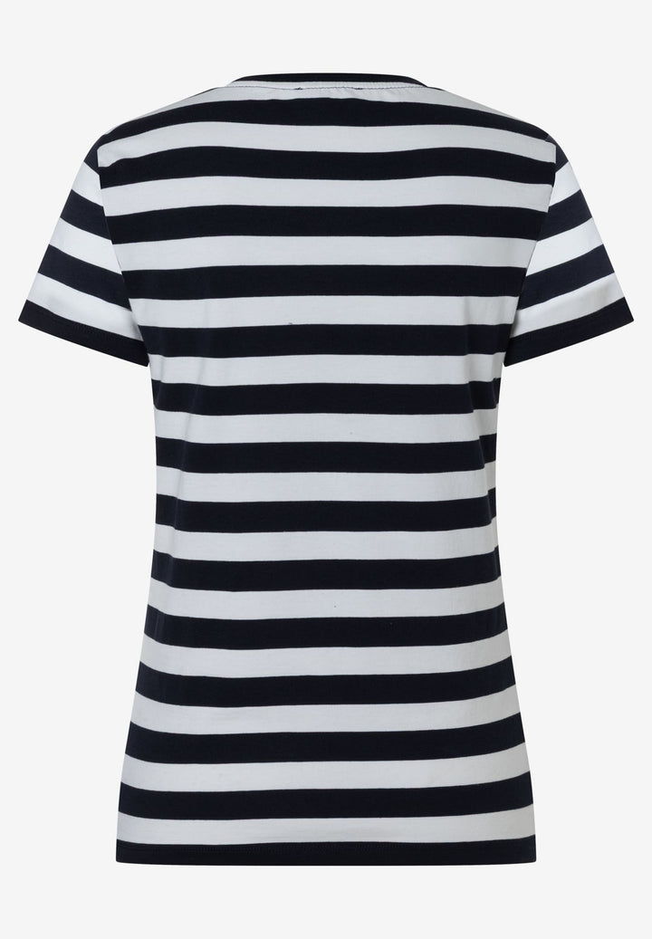 T-Shirt with Placement Print, marine offwhite regular stripe jers 2375 Bild 2
