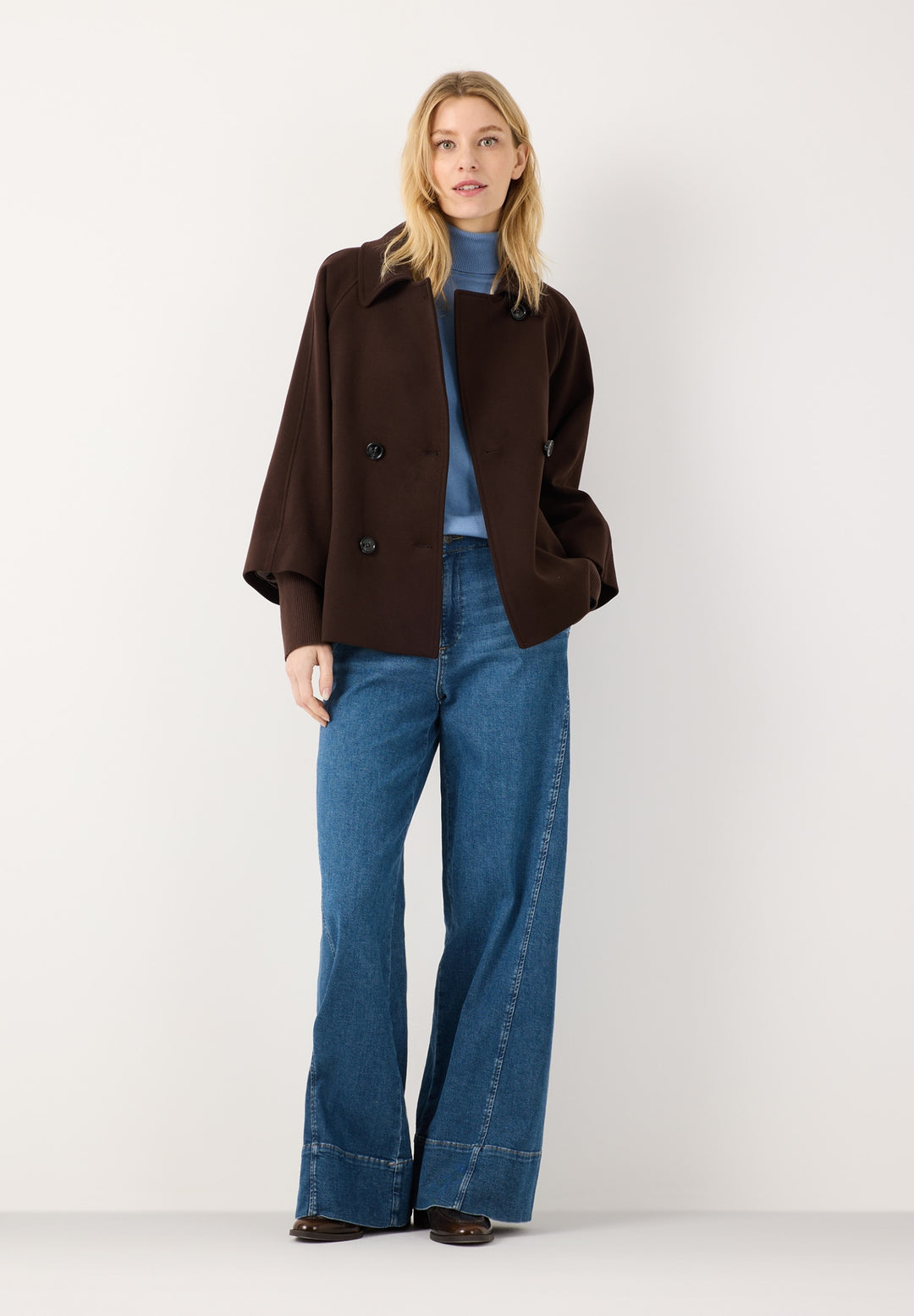 Velours A-Line Jacket With Knit De, espresso brown 0279 Bild 4