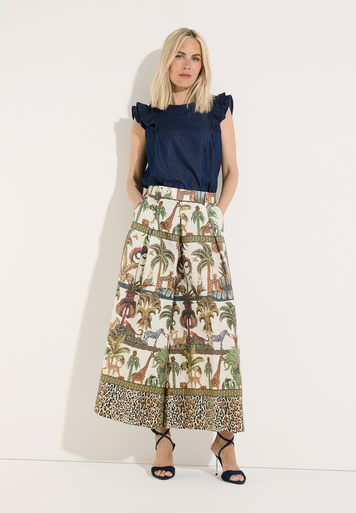 Wide Leg Poplin Pants, retro jungle print 4041 Bild 4