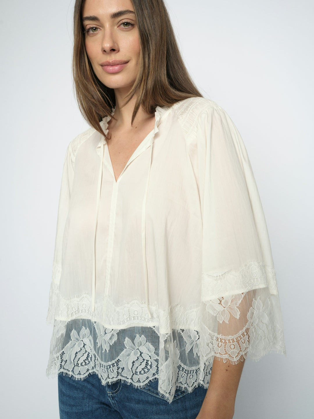 MMEisa Tess 3/4 Lace Blouse Ecru Bild 4
