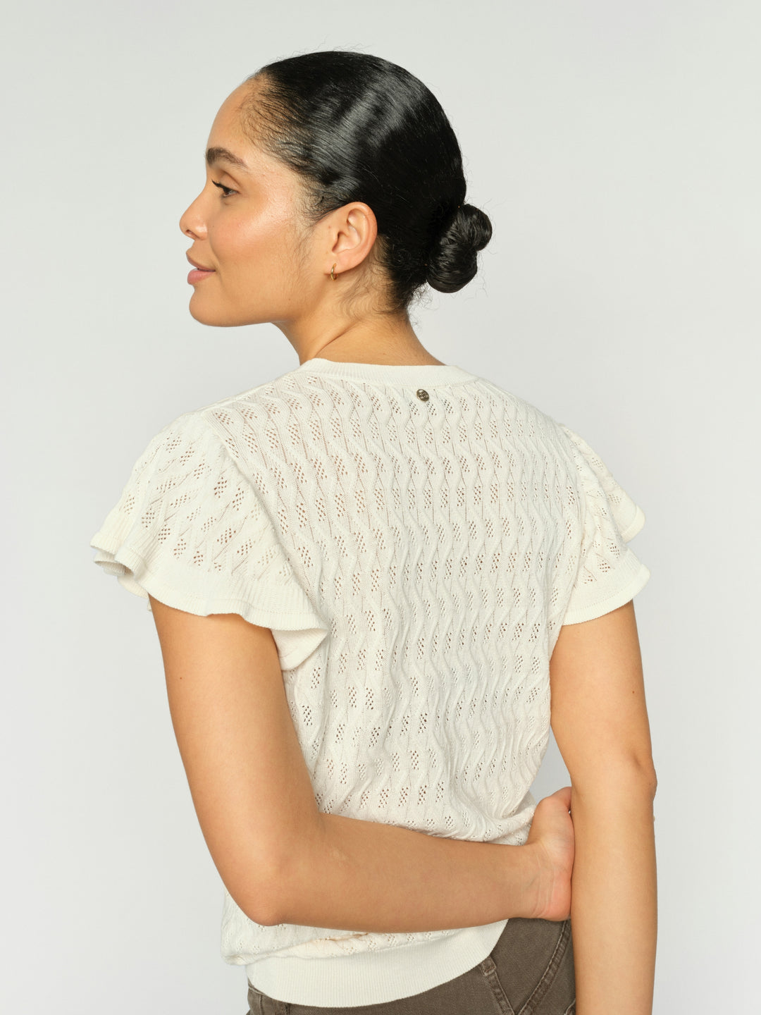 MMGanna Pattern O-Neck Knit Top Ecru Bild 4