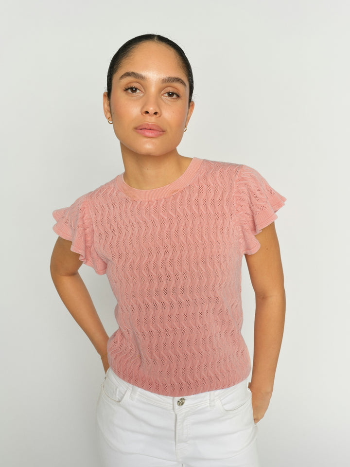 MMGanna Pattern O-Neck Knit Top Peachy Bild 3