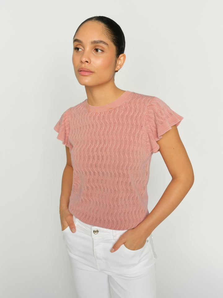 MMGanna Pattern O-Neck Knit Top Peachy Bild 5