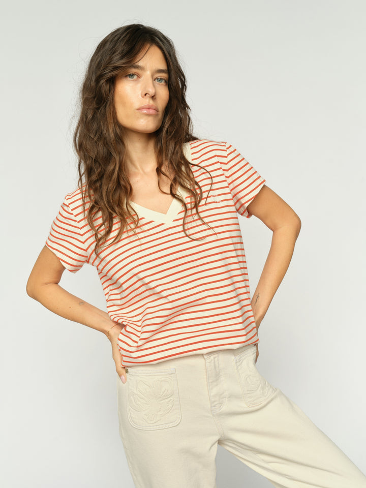 MMKala V-SS Stripe Tee Spicy Orange Bild 3