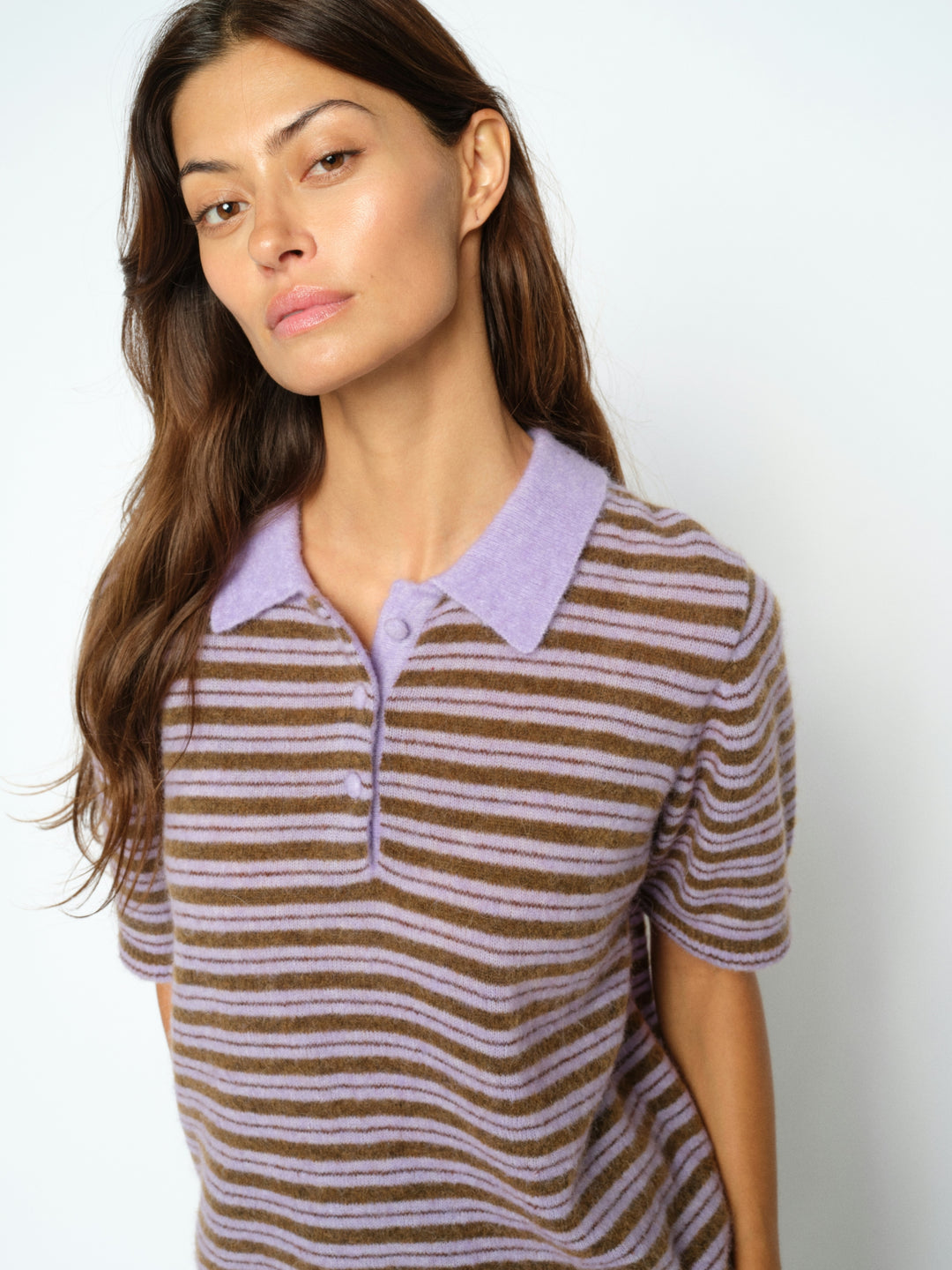 MMMilvi SS Stripe Polo knit Violet Tulip Bild 3