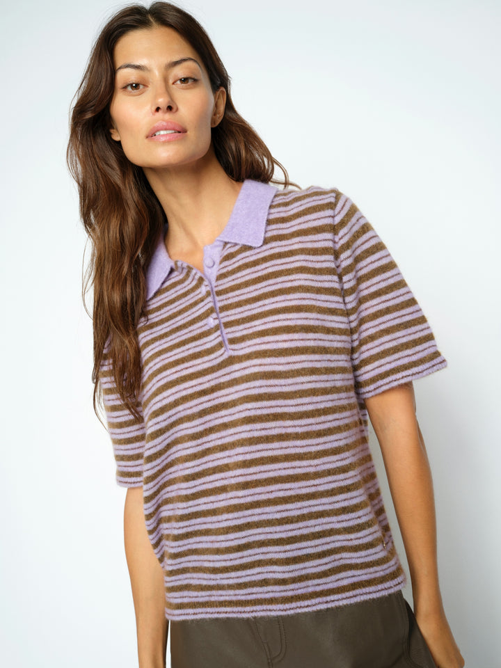MMMilvi SS Stripe Polo knit Violet Tulip Bild 4