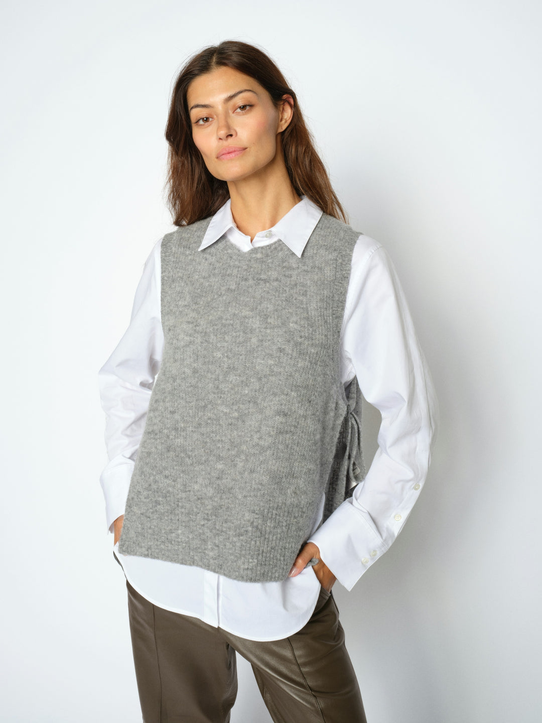 MMThora Tie Knit Vest Grey Melange Bild 4