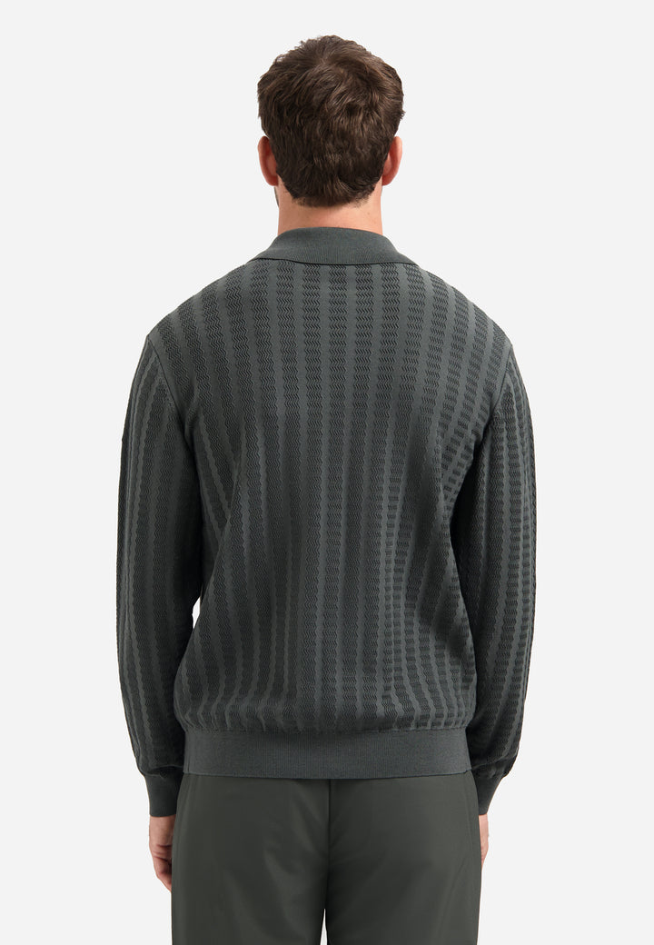 Cardigan Full Button Polo Jacquard, Dark Steel 124 Bild 2