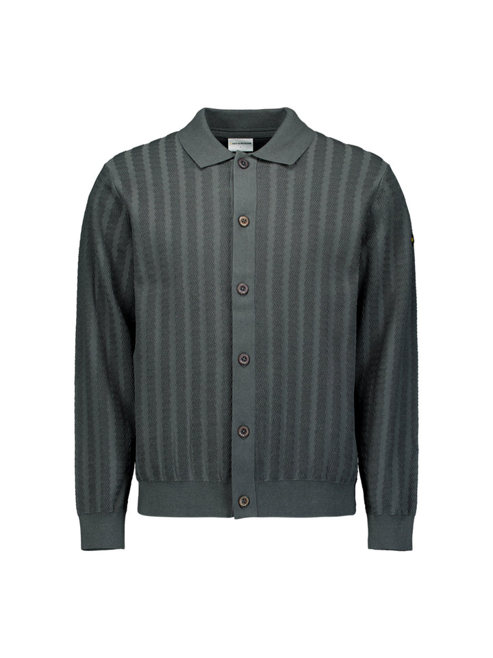 Cardigan Full Button Polo Jacquard, Dark Steel 124 Bild 5