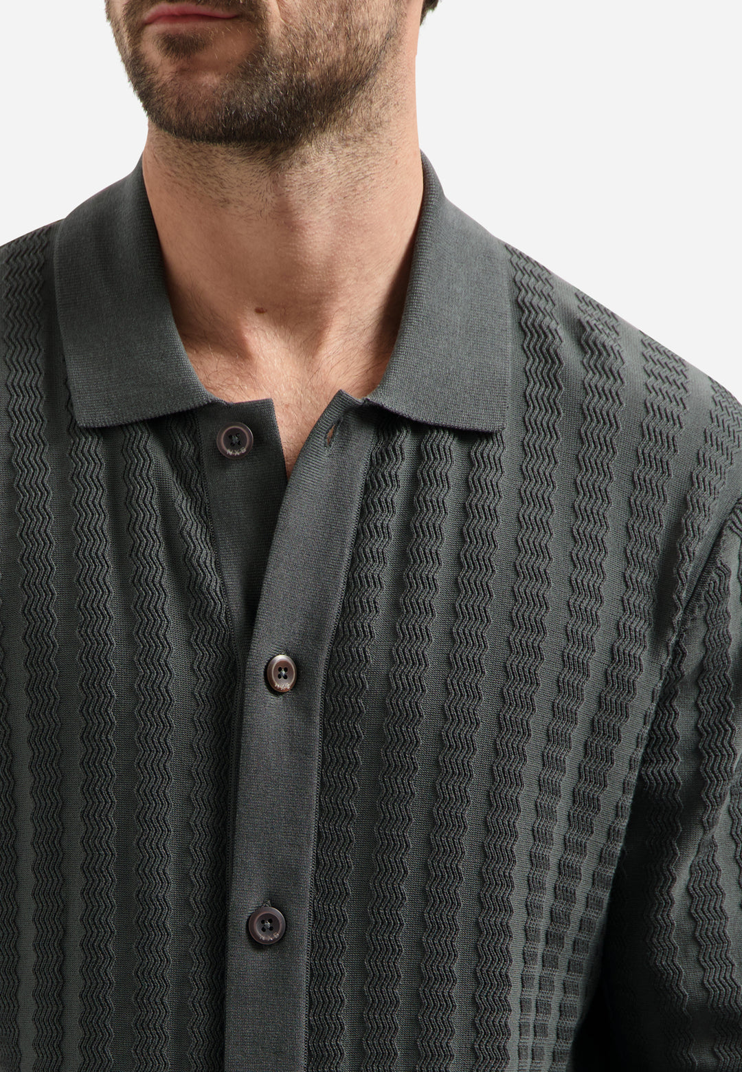 Cardigan Full Button Polo Jacquard, Dark Steel 124 Bild 7