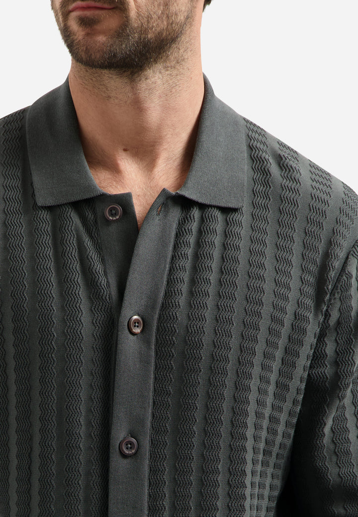 Cardigan Full Button Polo Jacquard, Dark Steel 124 Bild 7