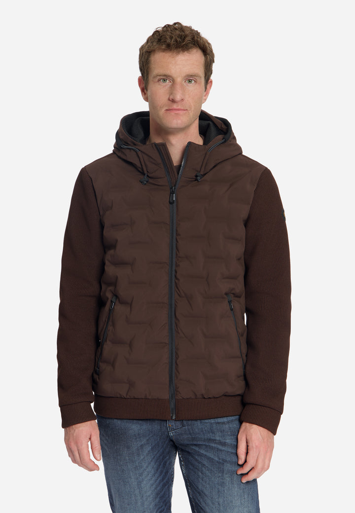 Jacket Short Fit Sealed Hooded Knitted Mix, Dark Brown 042 Bild 1