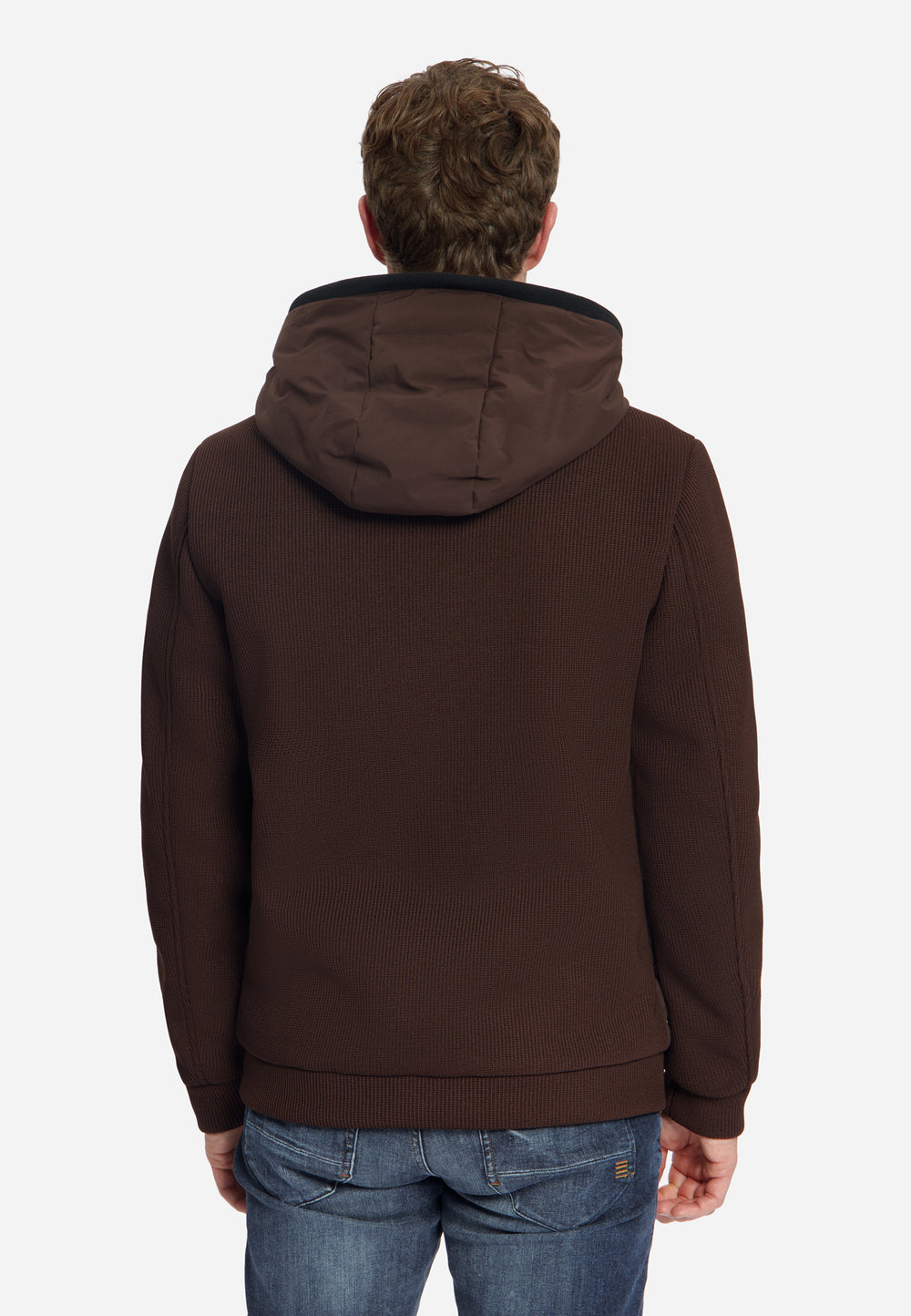 Jacket Short Fit Sealed Hooded Knitted Mix, Dark Brown 042 Bild 2