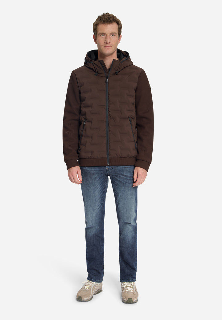 Jacket Short Fit Sealed Hooded Knitted Mix, Dark Brown 042 Bild 3