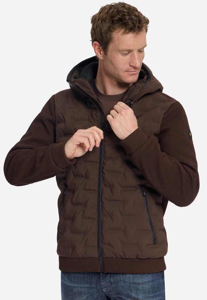 Jacket Short Fit Sealed Hooded Knitted Mix, Dark Brown 042 Bild 4