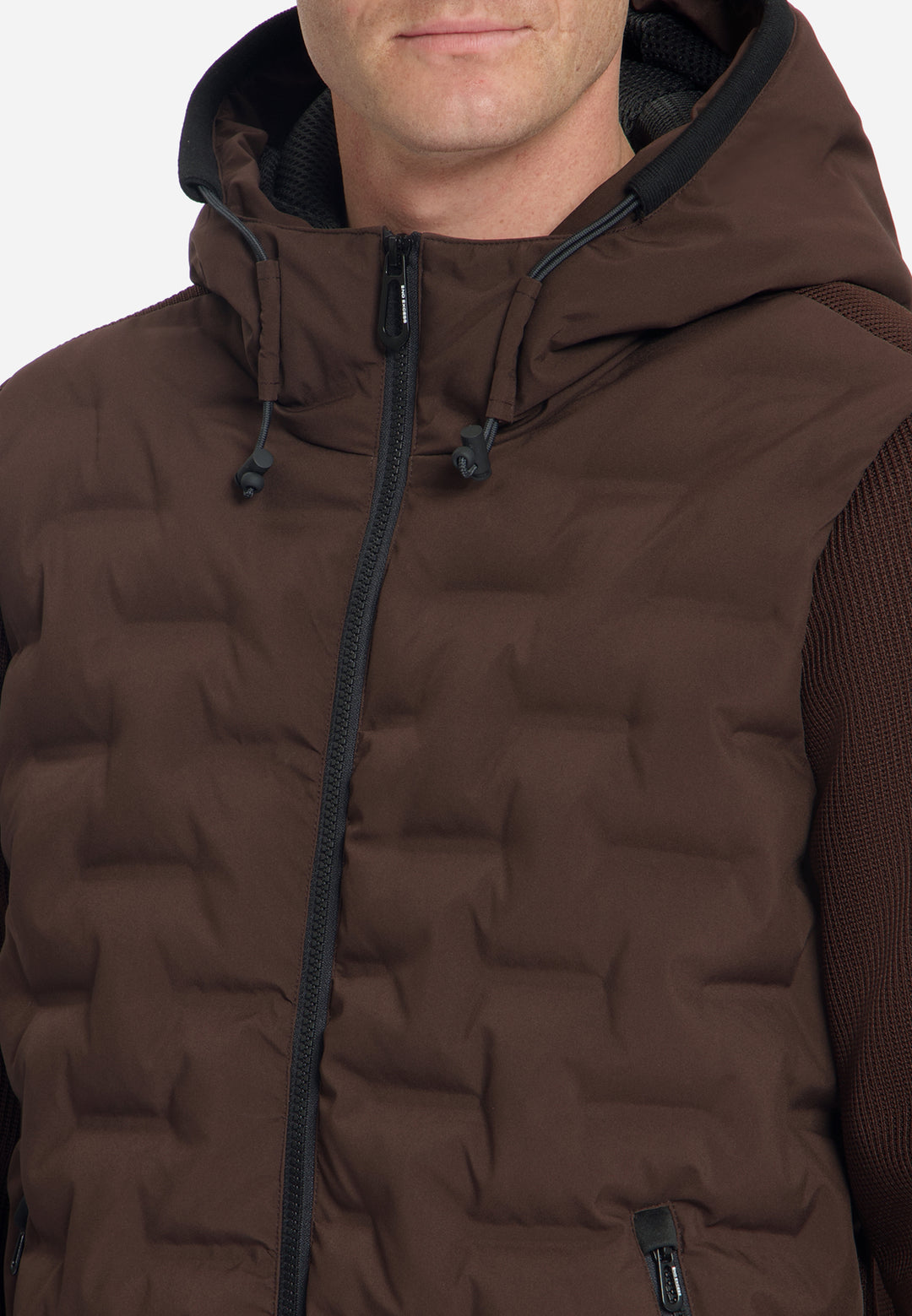 Jacket Short Fit Sealed Hooded Knitted Mix, Dark Brown 042 Bild 7