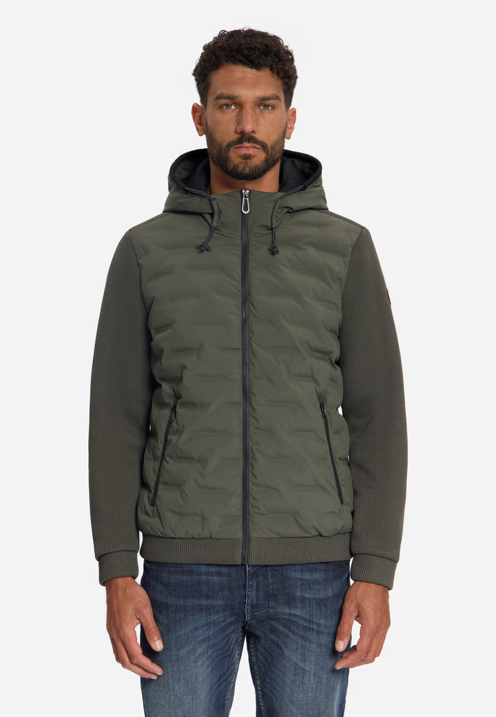 Jacket Short Fit Sealed Hooded Knitted Mix, Army 053 Bild 1