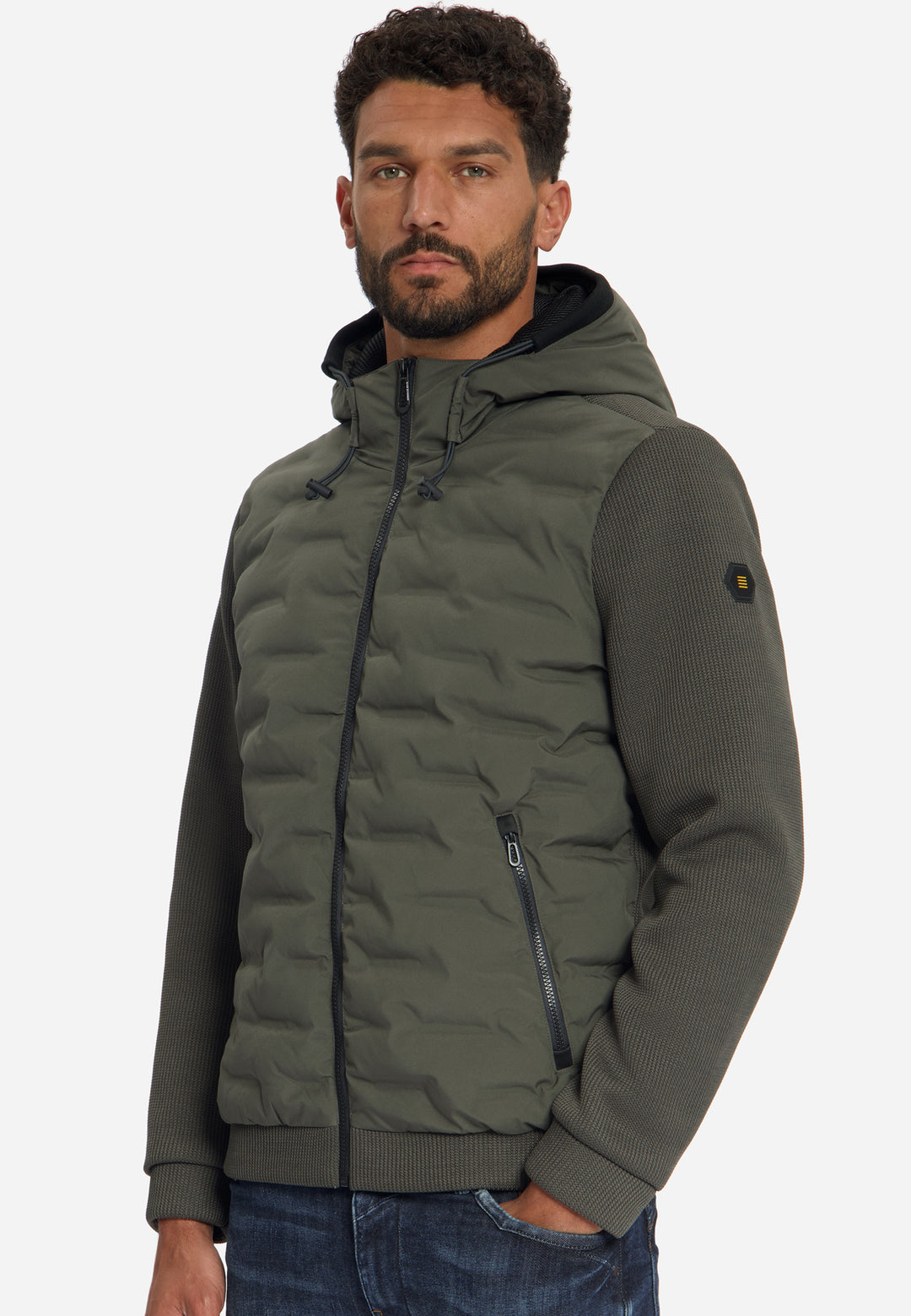 Jacket Short Fit Sealed Hooded Knitted Mix, Army 053 Bild 4