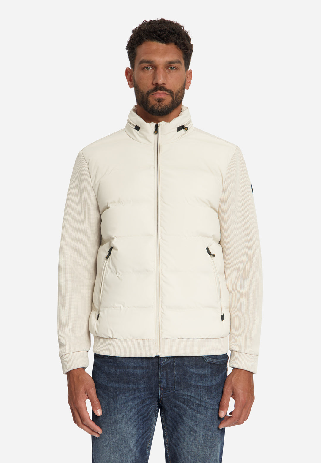Jacket Short Fit Sealed Knitted Mix, Stone 014 Bild 1