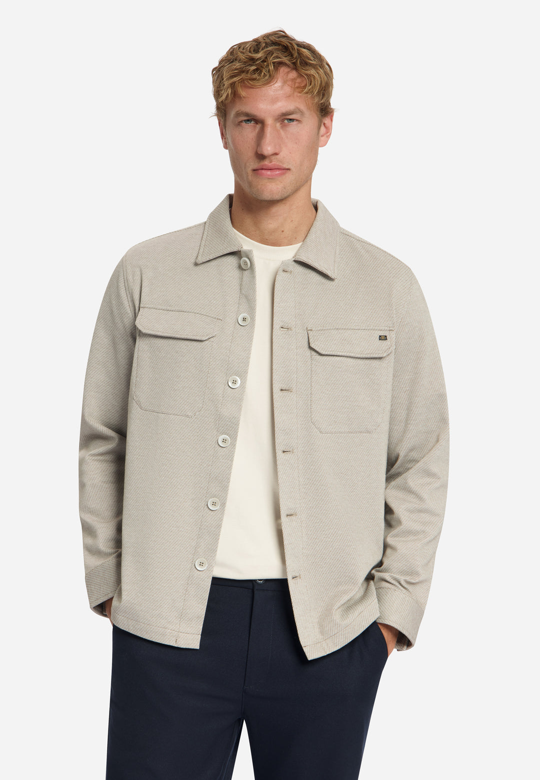 Overshirt Full Button Melange Twill Effect, Light Brown 041 Bild 1