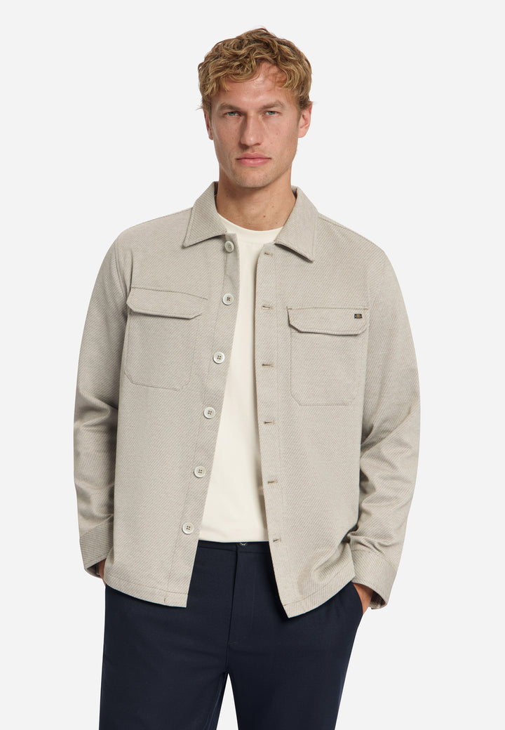 Overshirt Full Button Melange Twill Effect, Light Brown 041 Bild 1