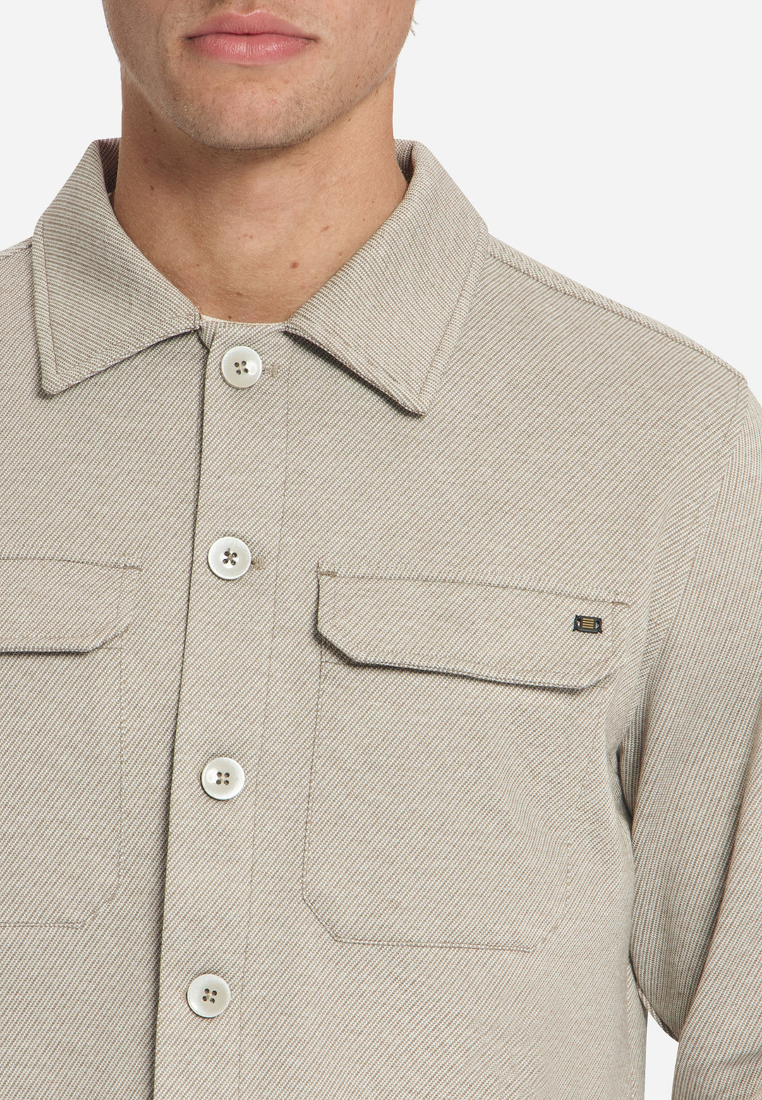 Overshirt Full Button Melange Twill Effect, Light Brown 041 Bild 7