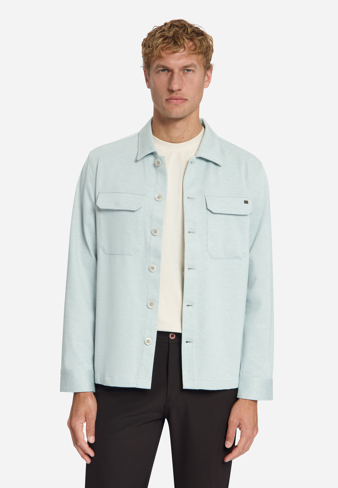 Overshirt Full Button Melange Twill Effect, Dusty Blue 138 Bild 1