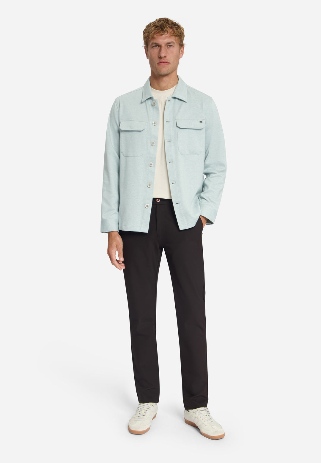 Overshirt Full Button Melange Twill Effect, Dusty Blue 138 Bild 3